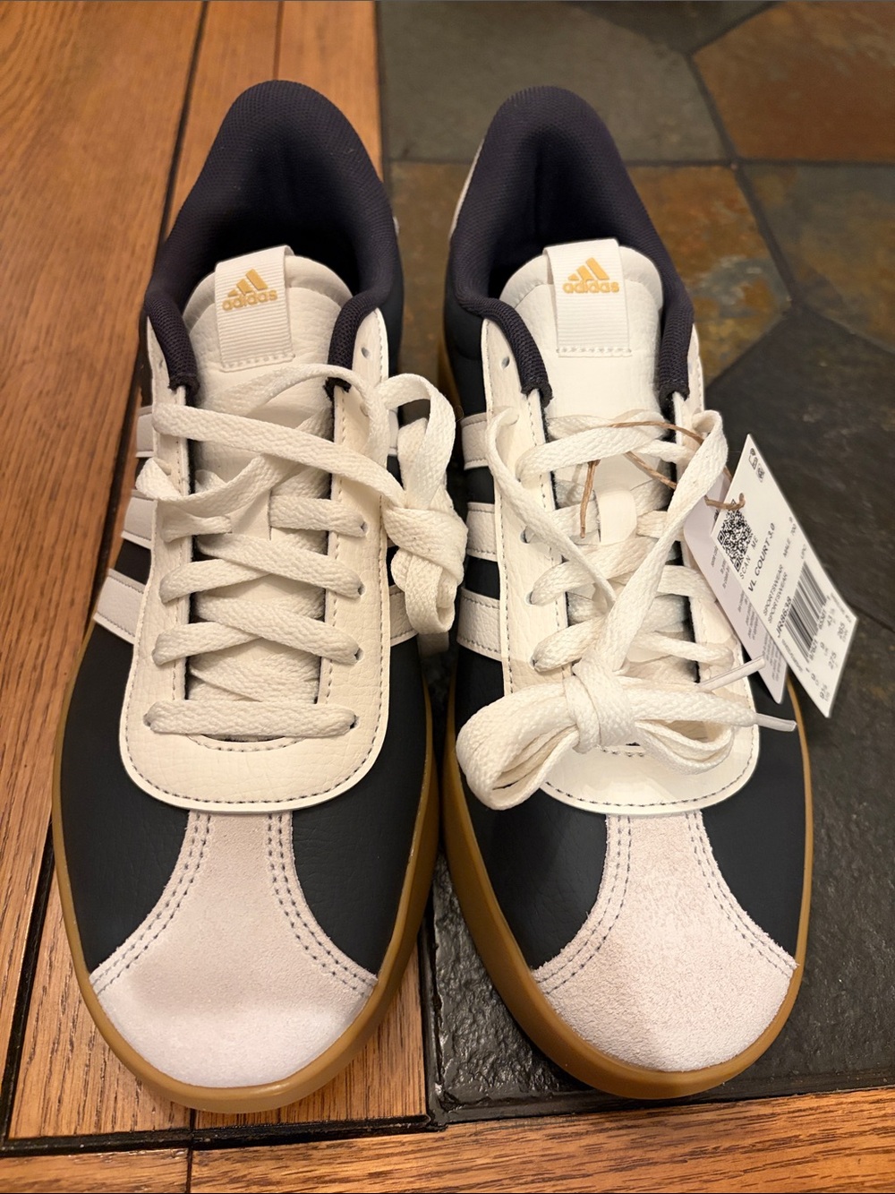 adidas Men’s Low-Top Sneakers in White, Black & Gum